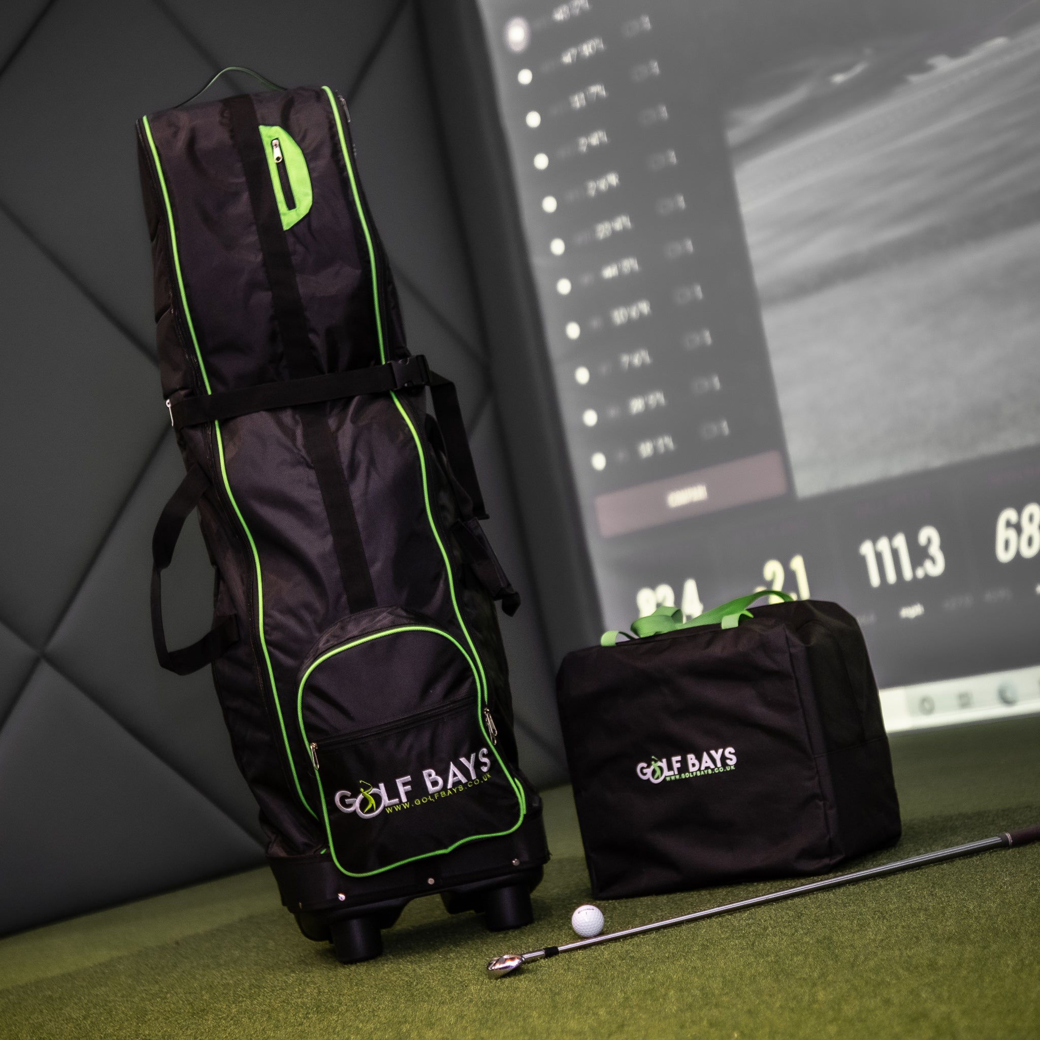 GolfBays Rolling Travel Cover, Schwarz, inklusive kostenlosem Aufbewahrungskoffer und Vorhängeschloss